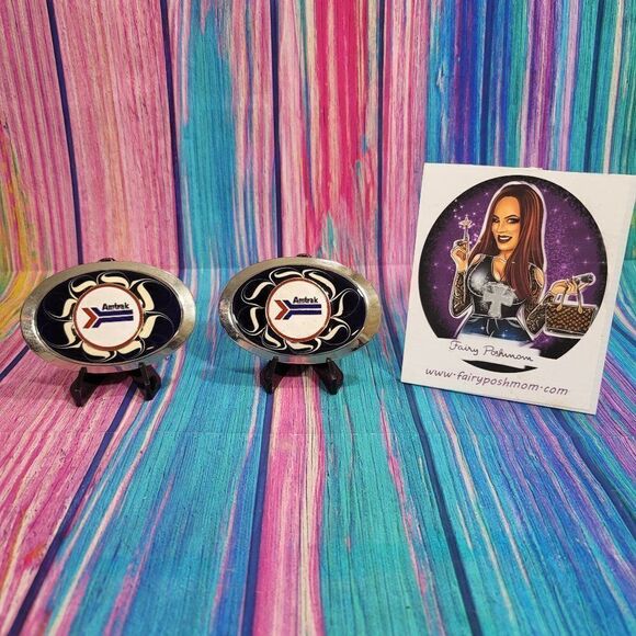 Amtrak on Blue Epoxy Belt Buckle